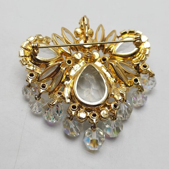 Verified Juliana D&E Aurora Borealis Crystal Gold Tone Brooch Pin Enhancer - Picture 5 of 8
